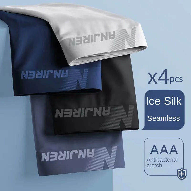 Lot de 4 boxers pour hommes en soie glacée, respirants et confortables