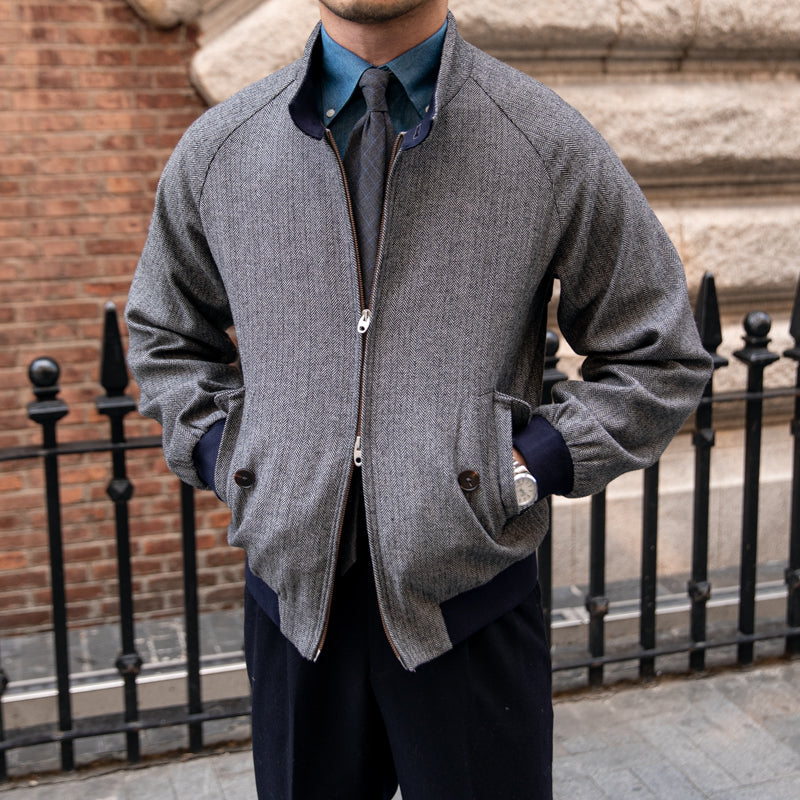 Wollmischung Harrington Fischgrätjacke