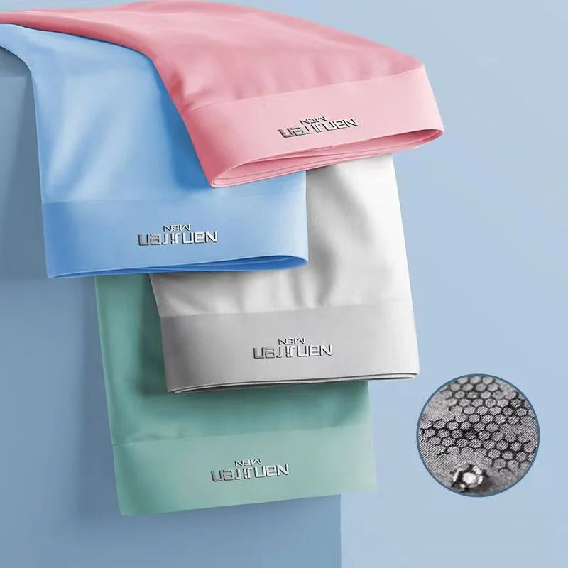 Lot de 4 boxers pour hommes en soie glacée, respirants et confortables
