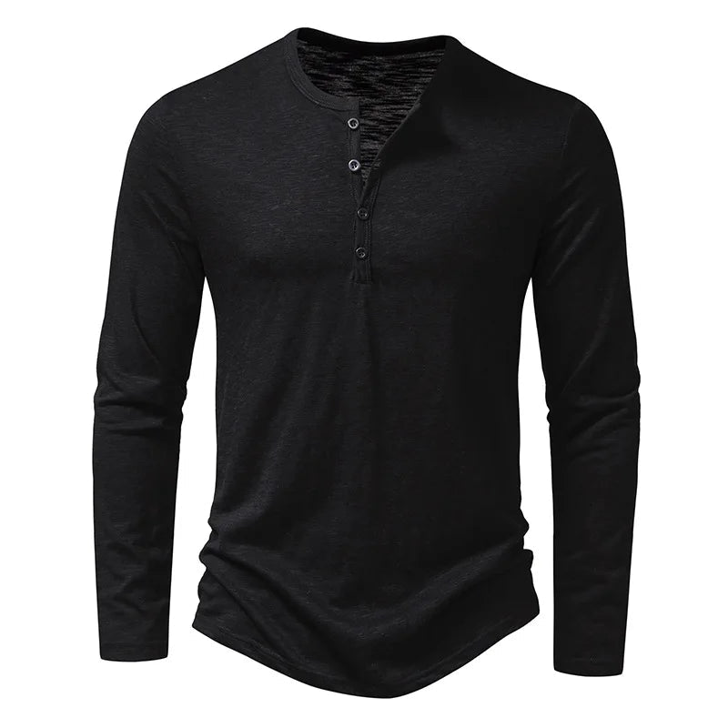 Riverside Henley à manches longues — tricot de coton