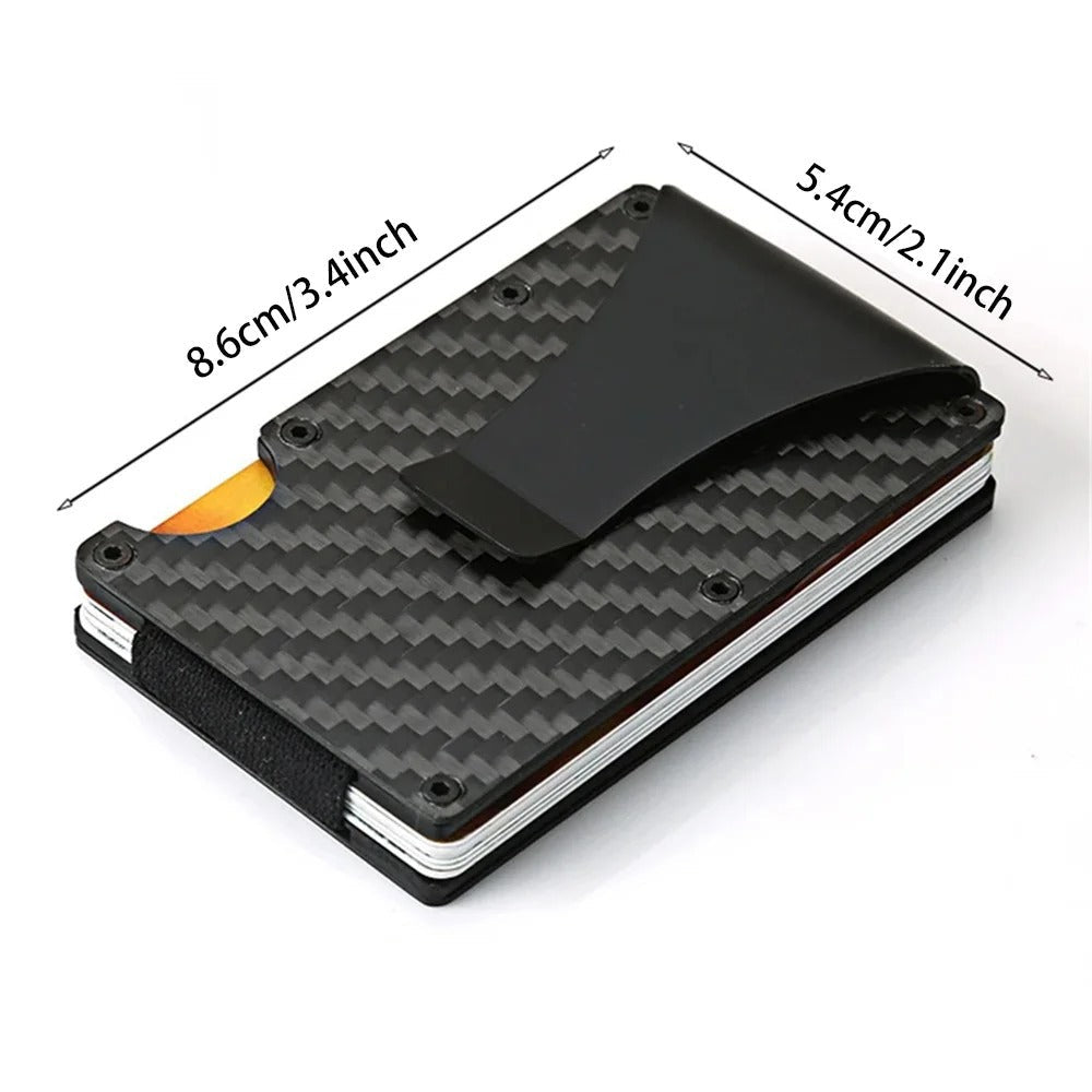 Kohlefaser RFID Kreditkartenhalter für Männer & Frauen - Schlanke Minimalistische Geldbörse, Rote Magic Mini Smart Geldbörse