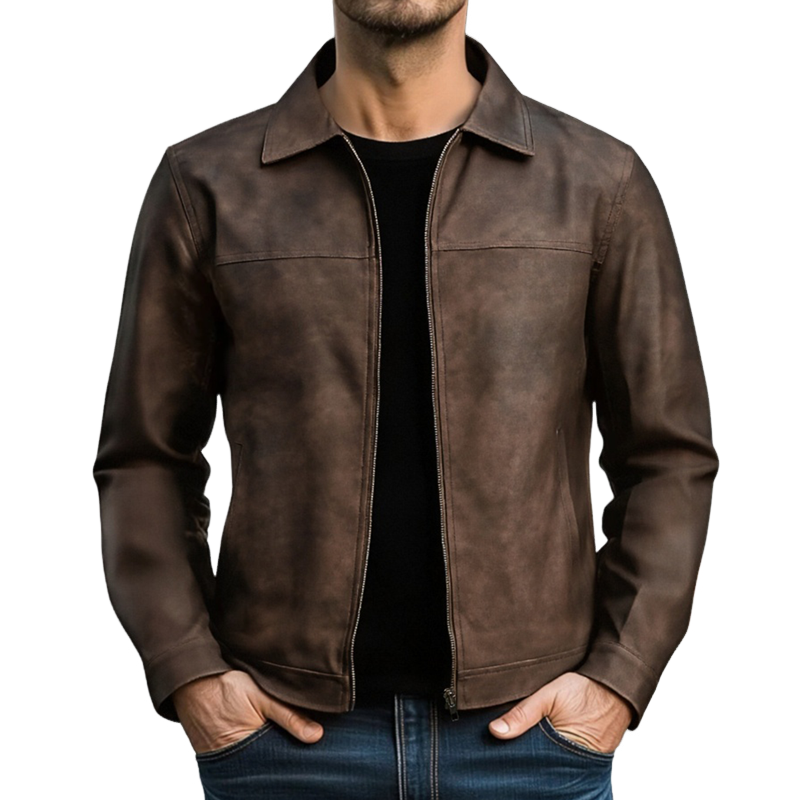 Men's Classic Fashion Zipper Leather Jacket