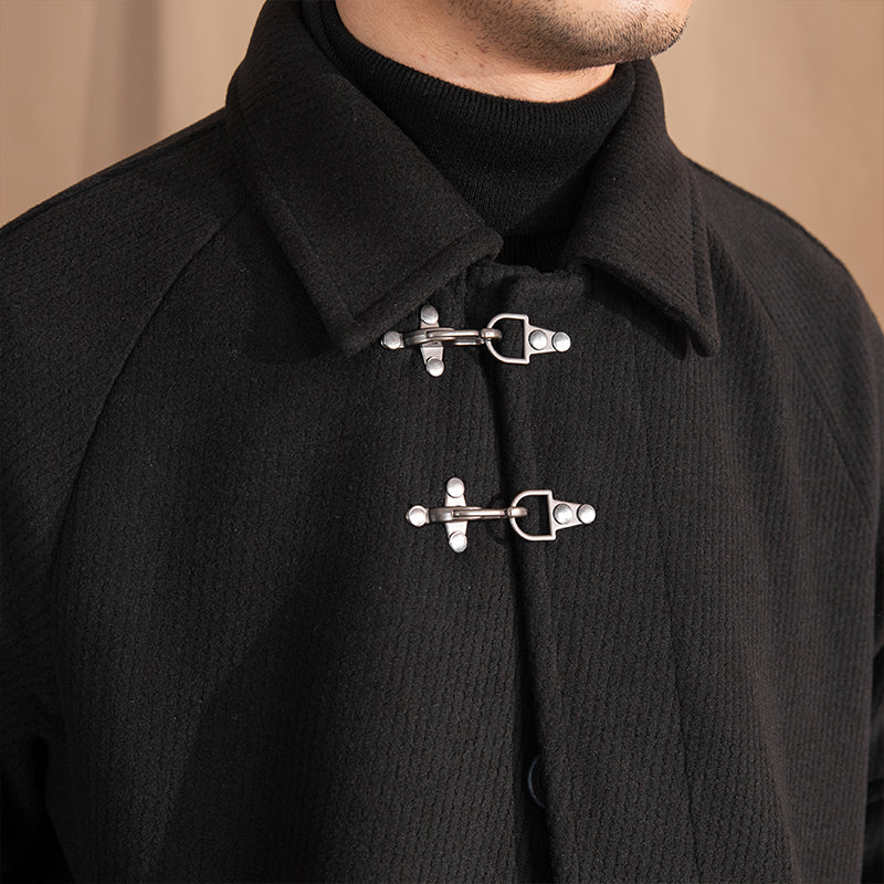 Manteau long texturé en mélange de laine équestre