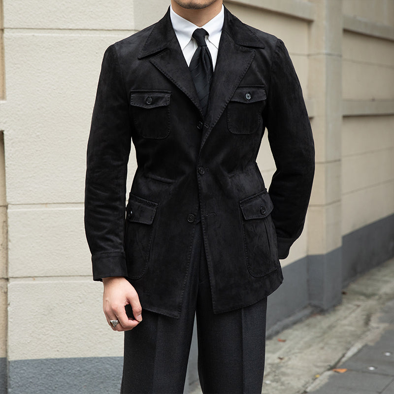 Veste col de costume Milan en suédine synthétique