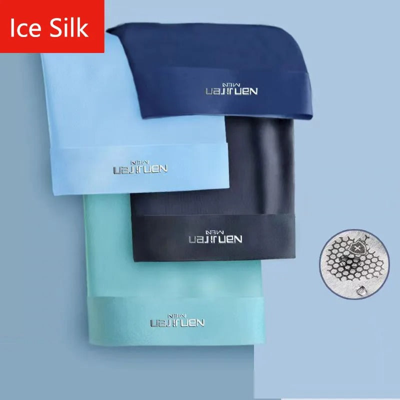 Lot de 4 boxers pour hommes en soie glacée, respirants et confortables