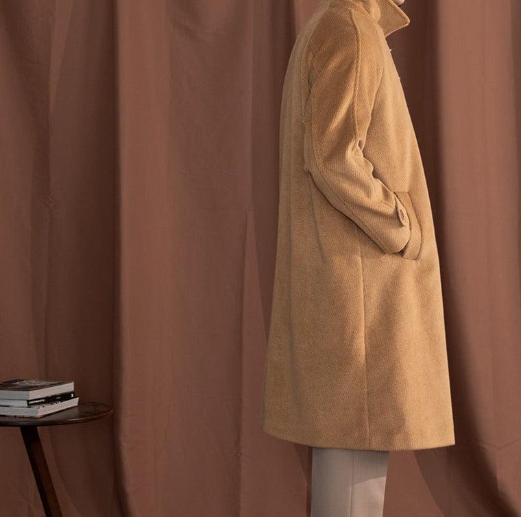 Manteau long texturé en mélange de laine équestre