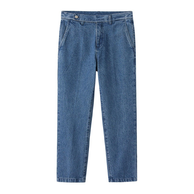 Jean en denim à plis simples