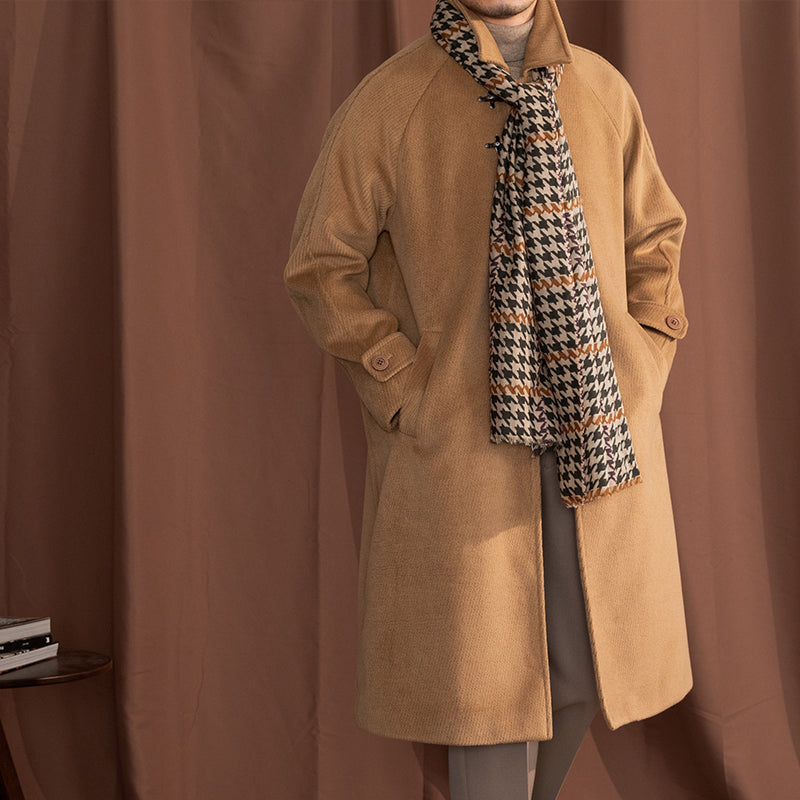 Manteau long texturé en mélange de laine équestre