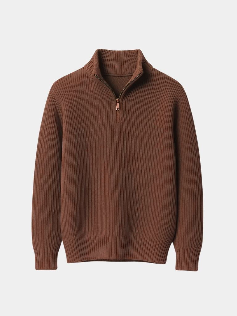 Klassischer Highland-Pullover mit Viertel-Reißverschluss