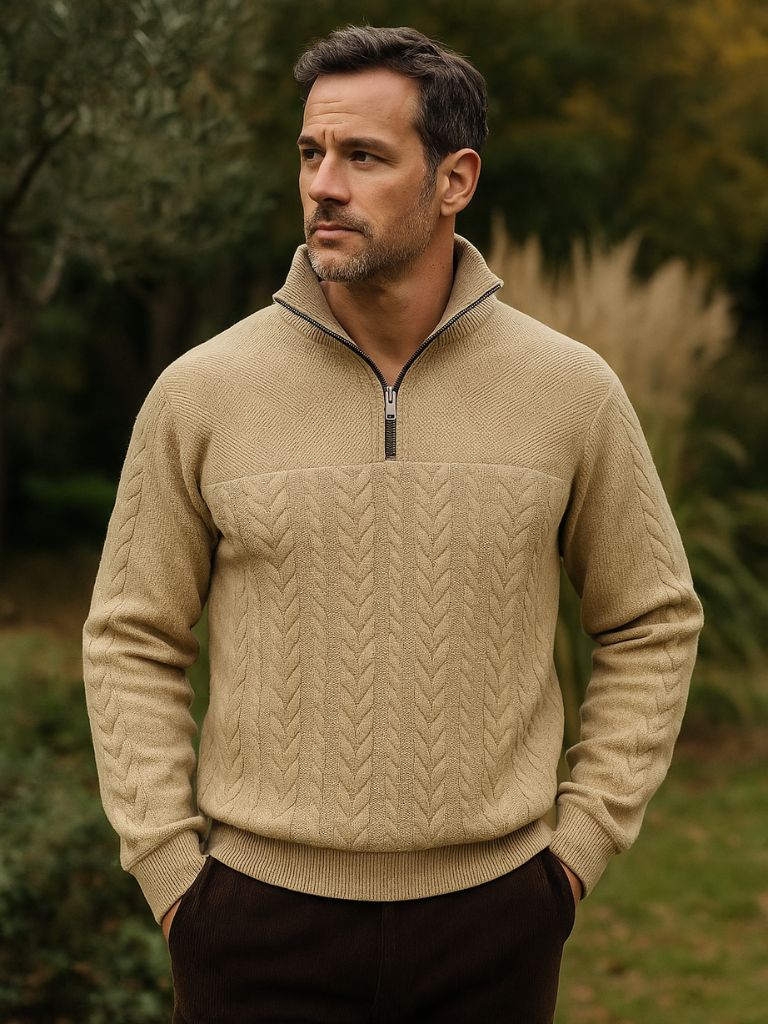 Pull-over essentiel Henley à fermeture éclair quart - Fayymont Co