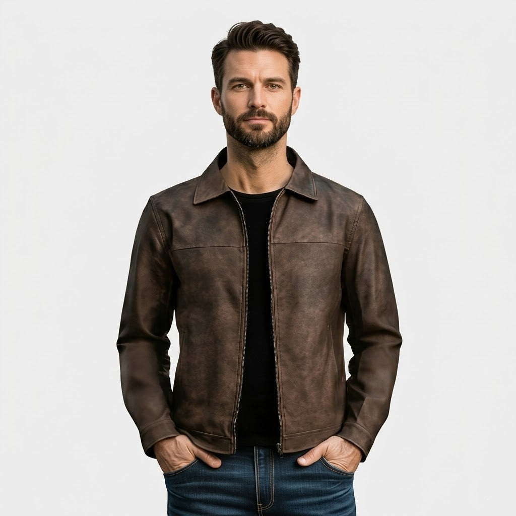 Men's Classic Fashion Zipper Leather Jacket
