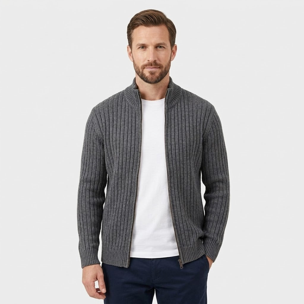 Veste en tricot Thorne (Cardigan zippé côtelé)
