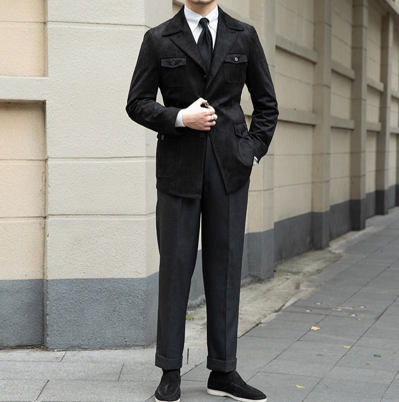 Veste col de costume Milan en suédine synthétique
