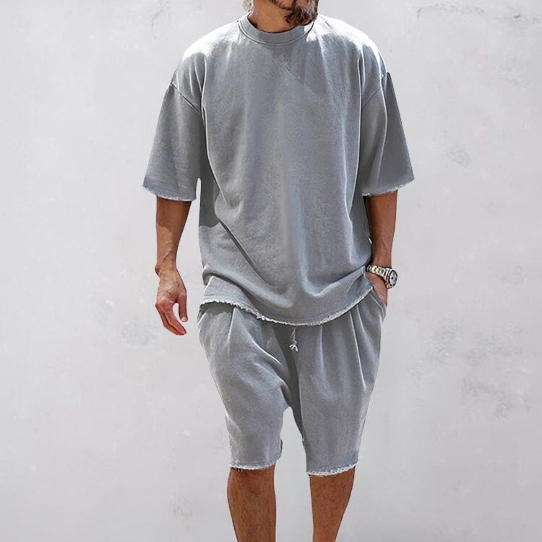 Ensemble de t-shirt et short pour homme 100 % coton – Ensemble coordonné de vêtements d'intérieur essentiel pour l'été