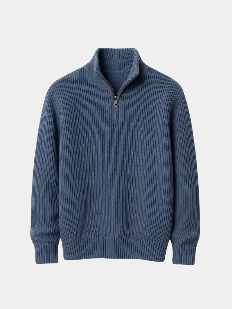 Klassischer Highland-Pullover mit Viertel-Reißverschluss