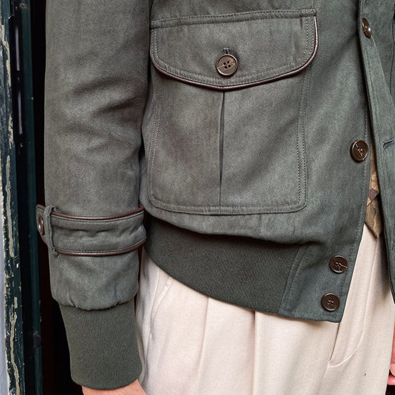 Veste vintage en daim à boutons
