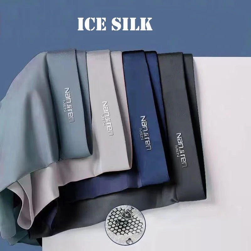 Lot de 4 boxers pour hommes en soie glacée, respirants et confortables