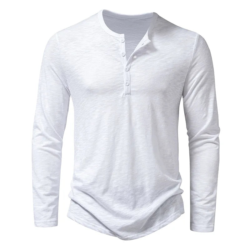 Riverside Henley à manches longues — tricot de coton