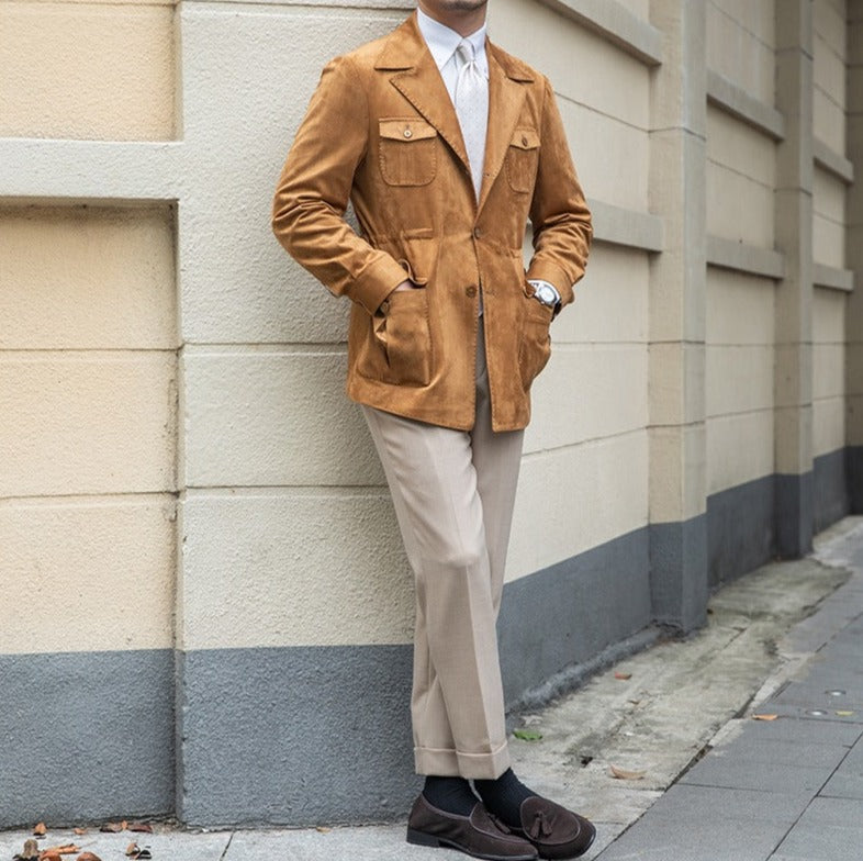 Veste col de costume Milan en suédine synthétique