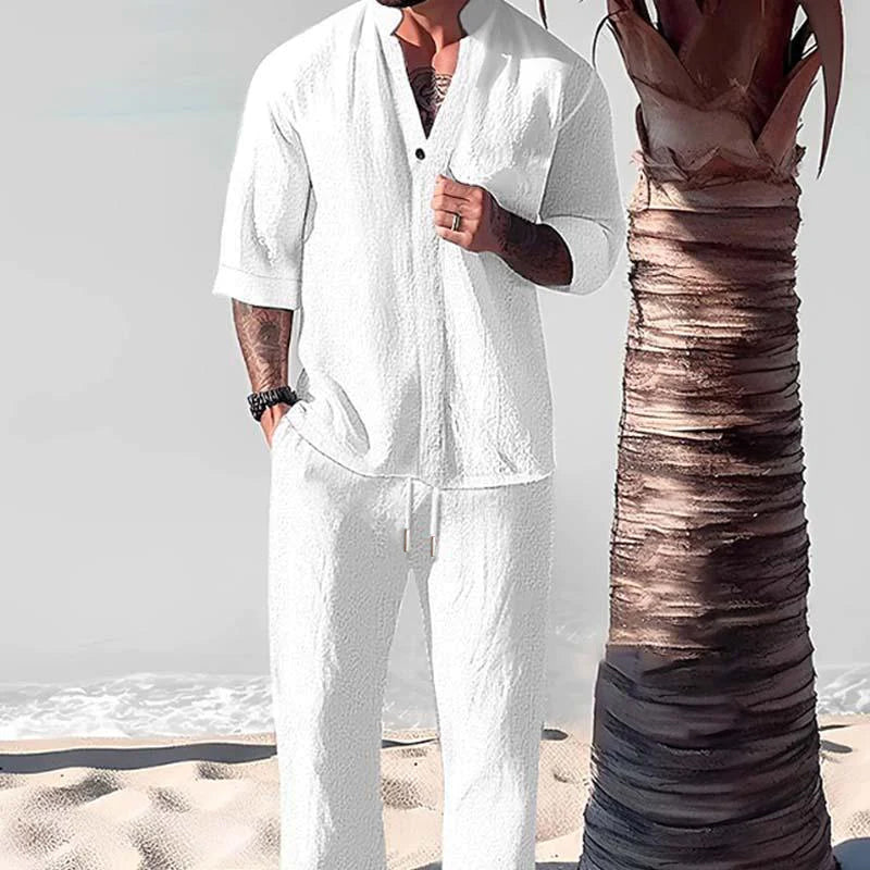 Ensemble estival Eton — Chemise en lin et pantalon
