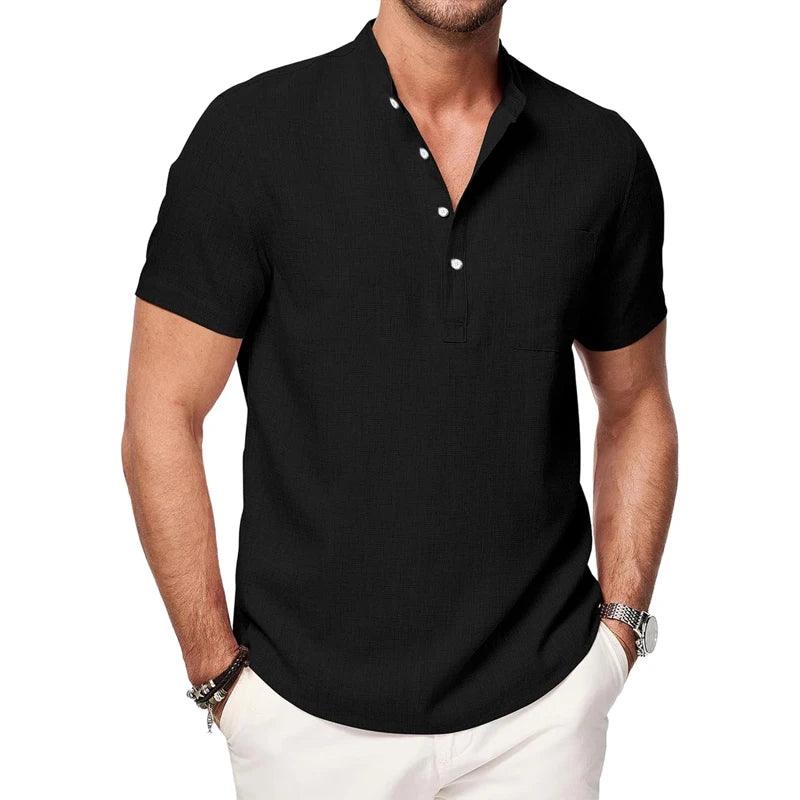 Shoreline Henley | Chemise de plage légère en coton pour homme avec poche