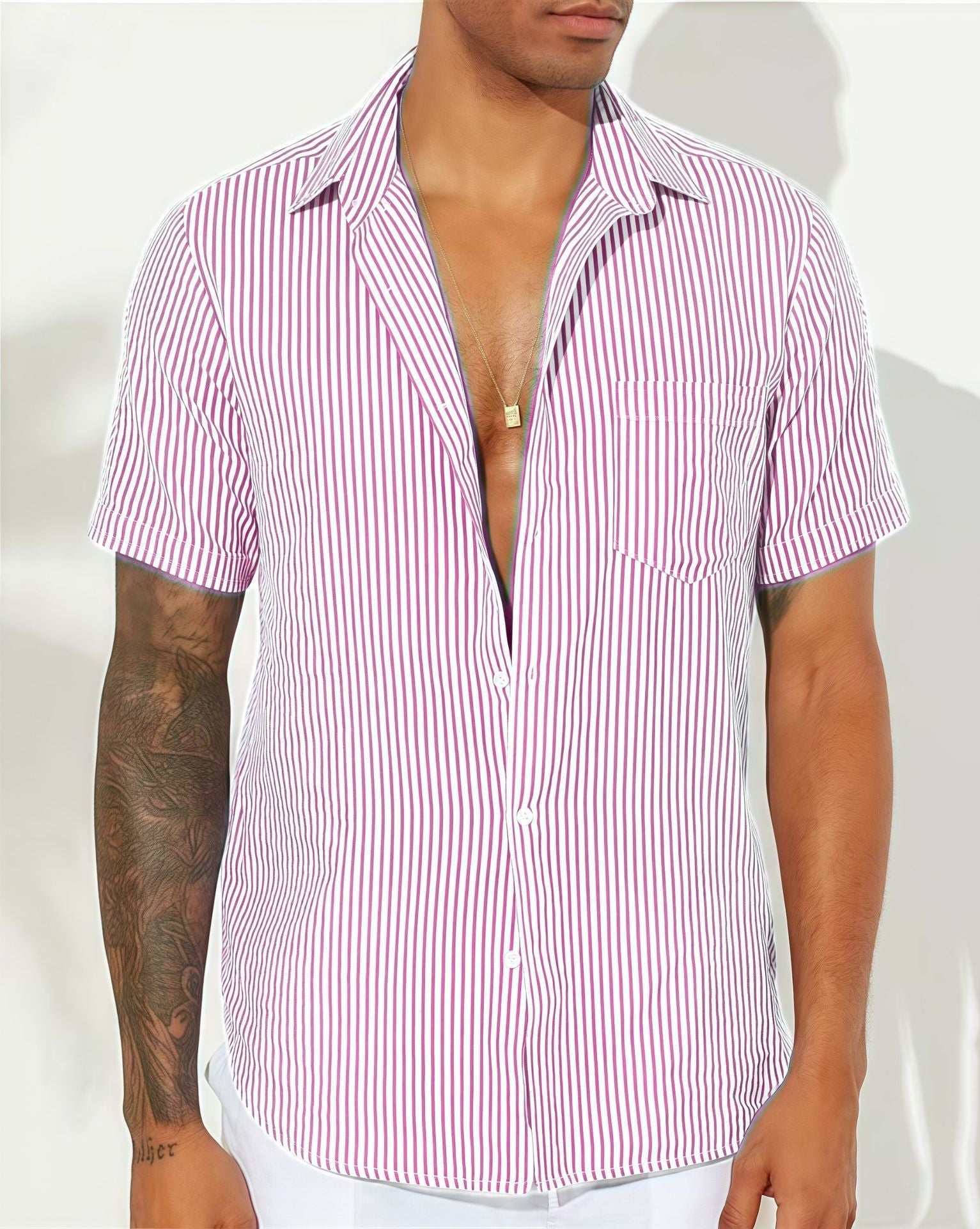 Chemise d'été à fines rayures — Manches courtes