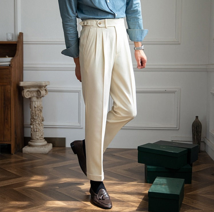 Pantalon texturé à double pli en mélange de laine de Londres