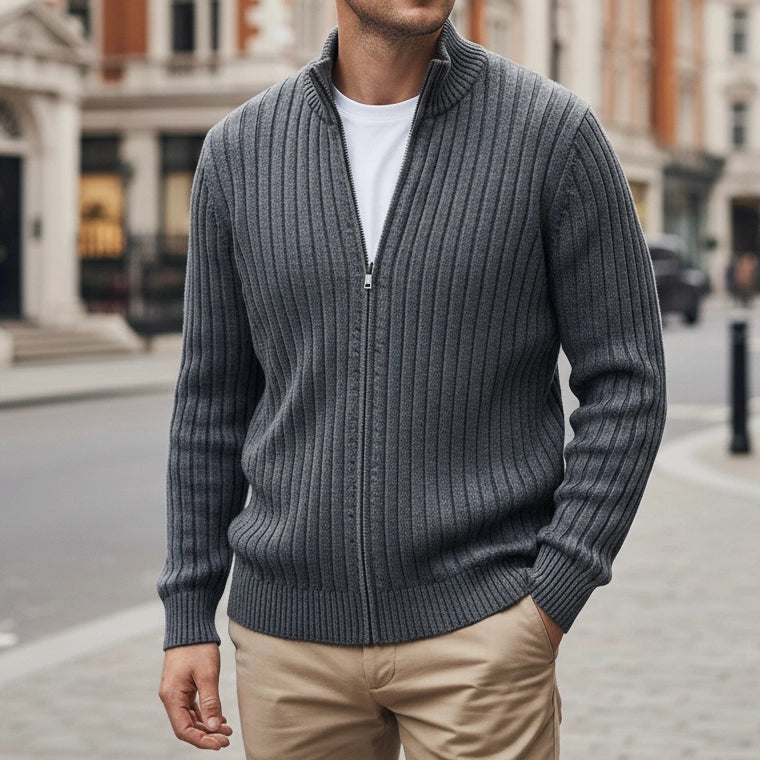 Veste en tricot Thorne (Cardigan zippé côtelé)