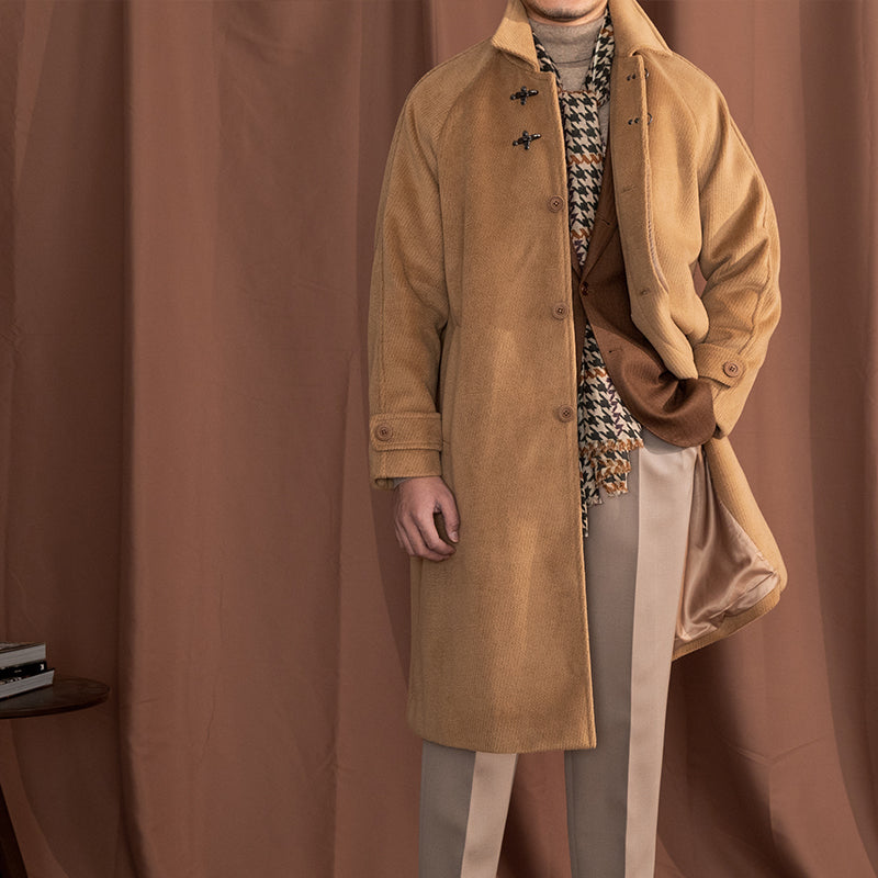 Manteau long texturé en mélange de laine équestre