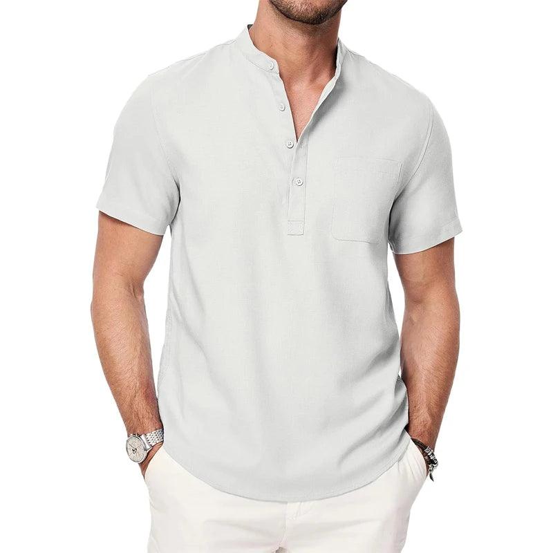 Shoreline Henley | Chemise de plage légère en coton pour homme avec poche
