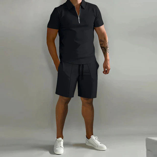 Baumwoll-Piqué-Polo & Twill-Shorts-Co-Ord