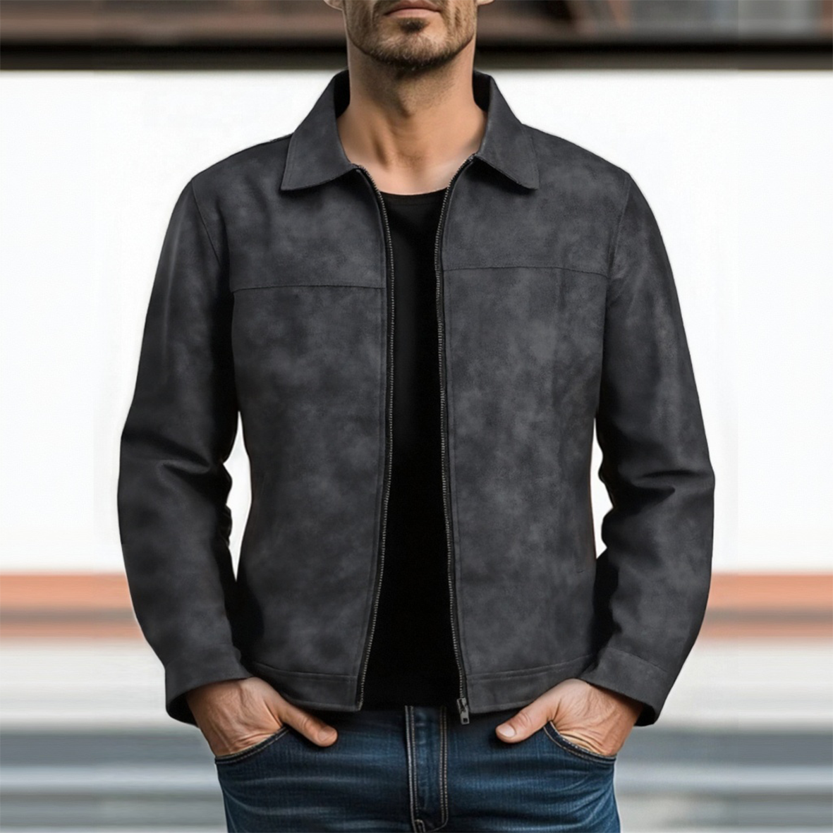 Men's Classic Fashion Zipper Leather Jacket