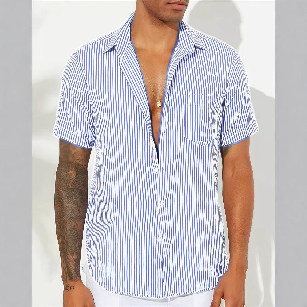 Chemise d'été à fines rayures — Manches courtes