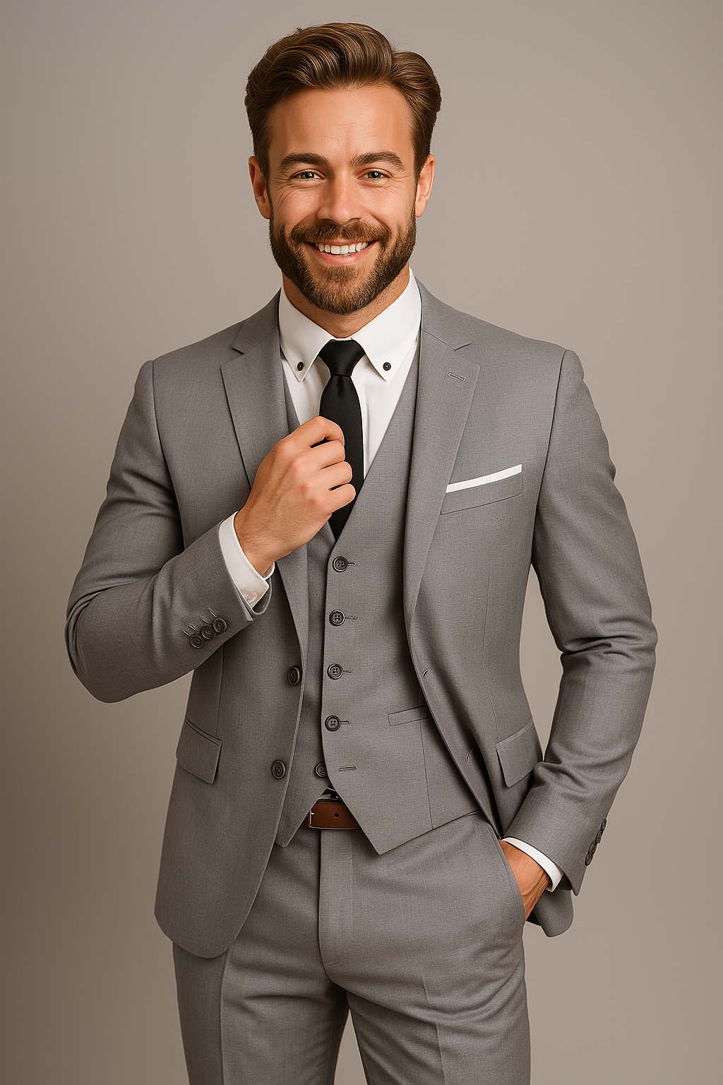 Costume slim 3 pièces pour homme – Veste ajustée, gilet et pantalon pour occasions formelles