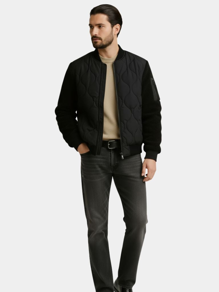 Sherpa Sleeves Padded Bomber Jacket