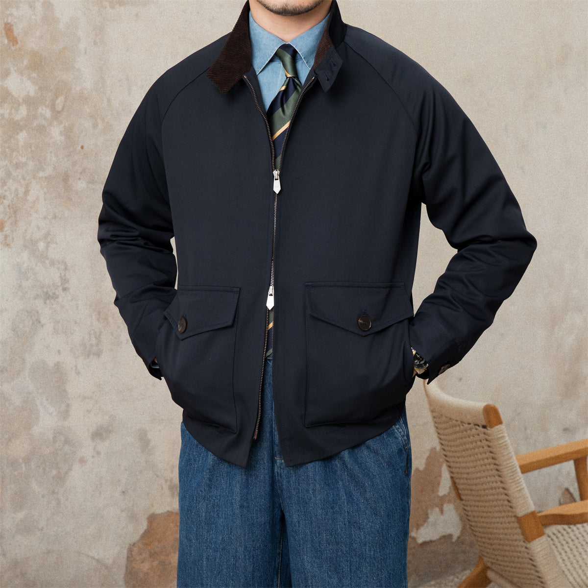 Veste Harrington G9 à col en velours côtelé