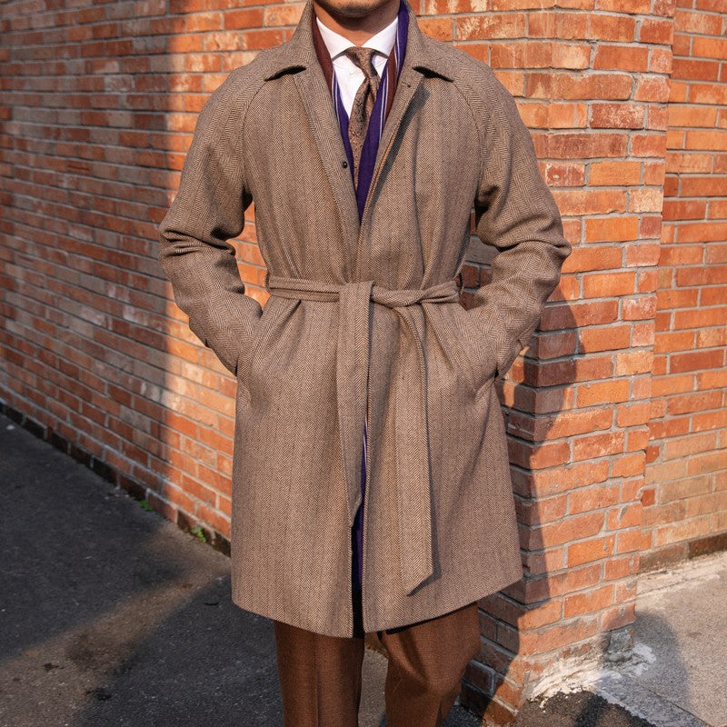 Manteau ceinturé en mélange de laine à chevrons Milano