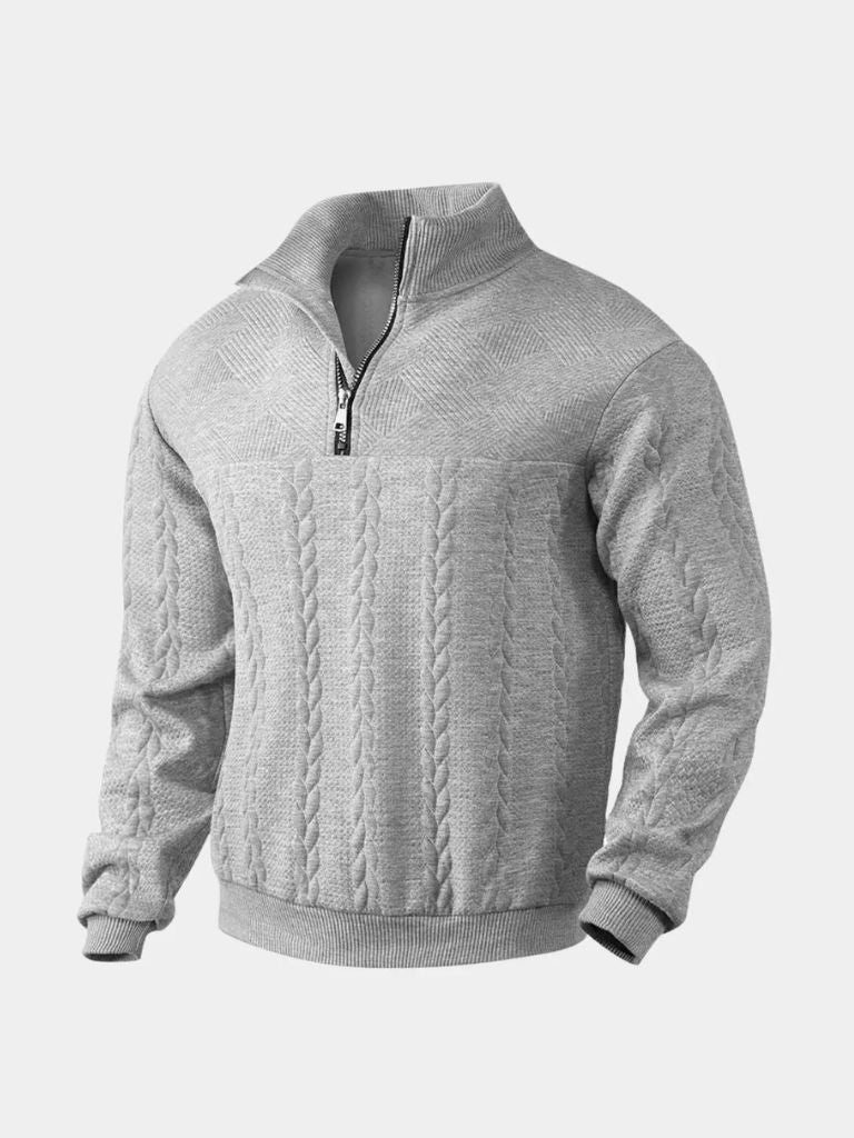 Wesentlicher Henley Pullover mit Viertel-Reißverschluss - Fayymont Co