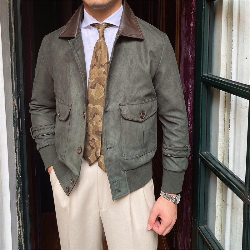 Veste vintage en daim à boutons