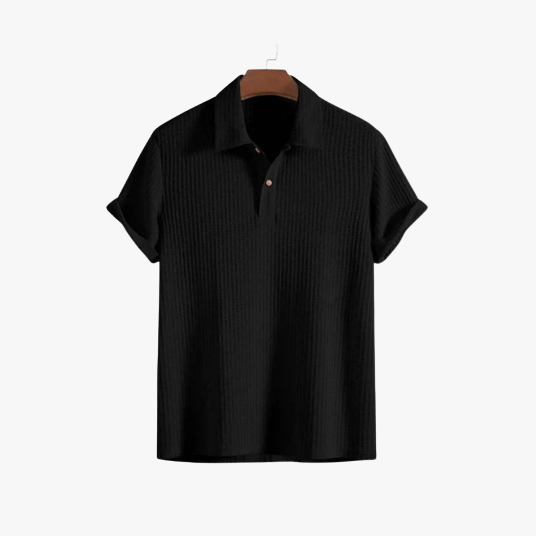 Polo côtelé en maille gaufrée
