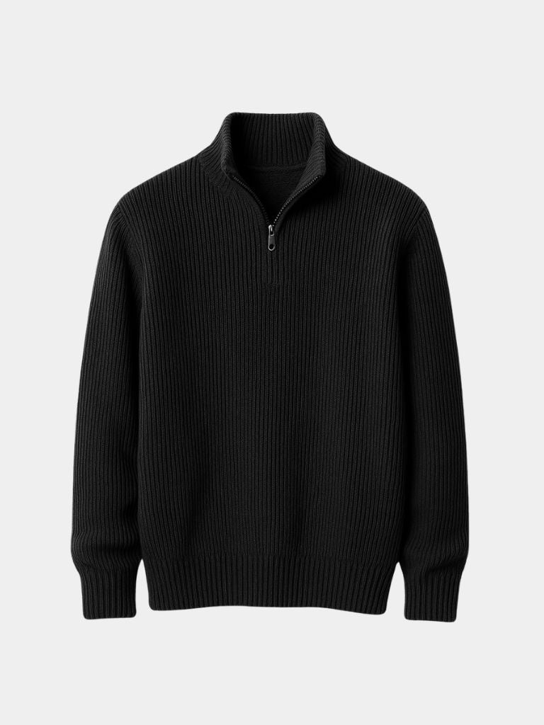 Klassischer Highland-Pullover mit Viertel-Reißverschluss