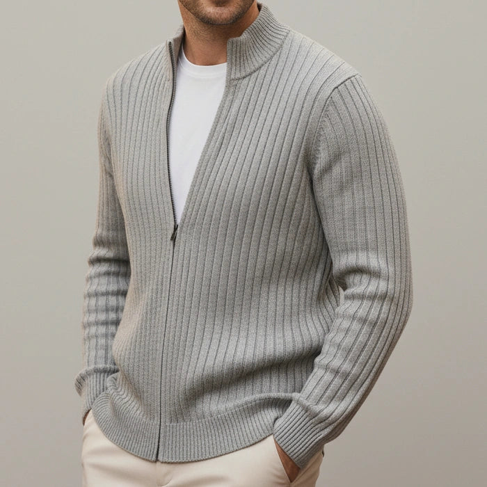 Veste en tricot Thorne (Cardigan zippé côtelé)