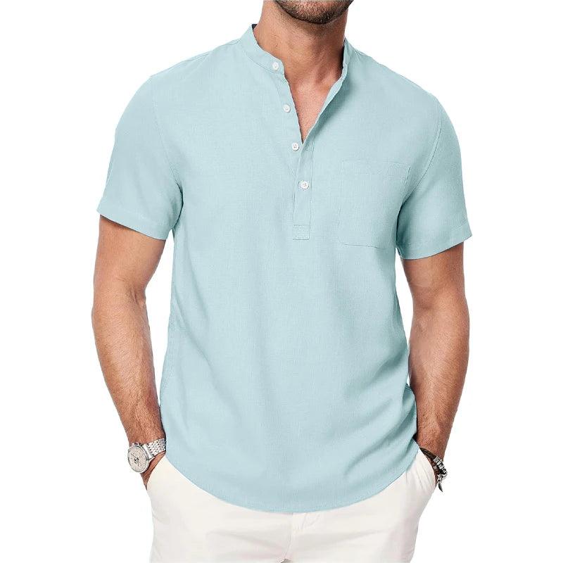 Shoreline Henley | Chemise de plage légère en coton pour homme avec poche