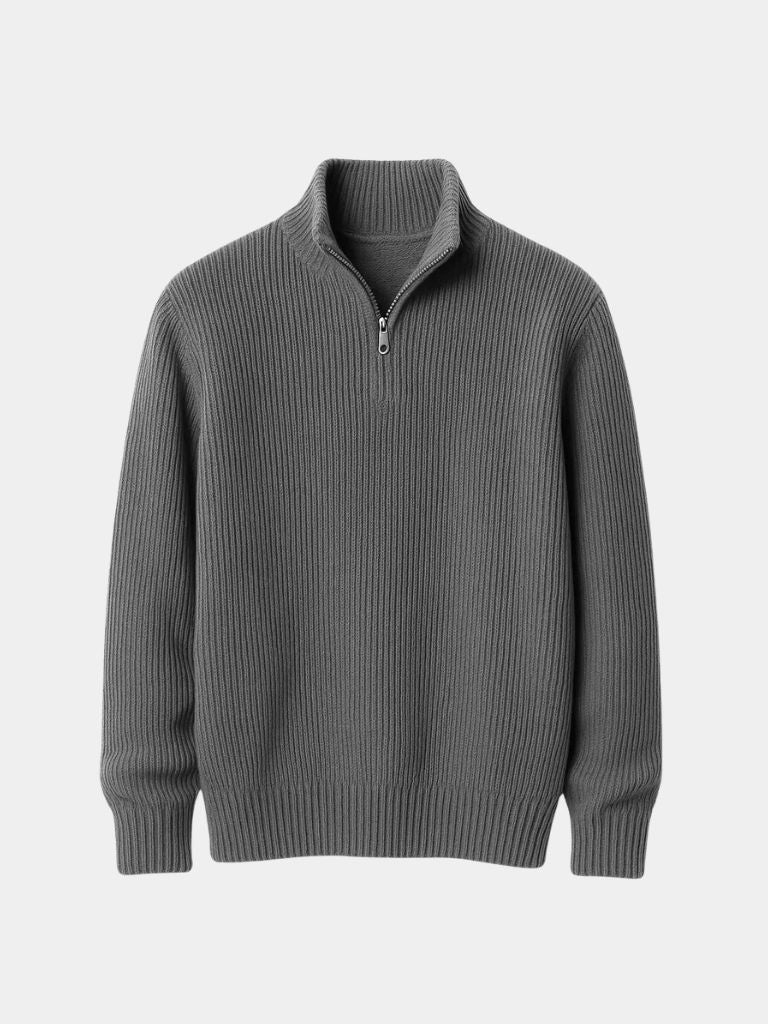 Klassischer Highland-Pullover mit Viertel-Reißverschluss