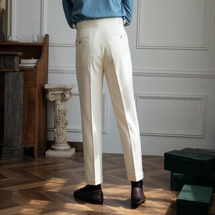 Pantalon texturé à double pli en mélange de laine de Londres