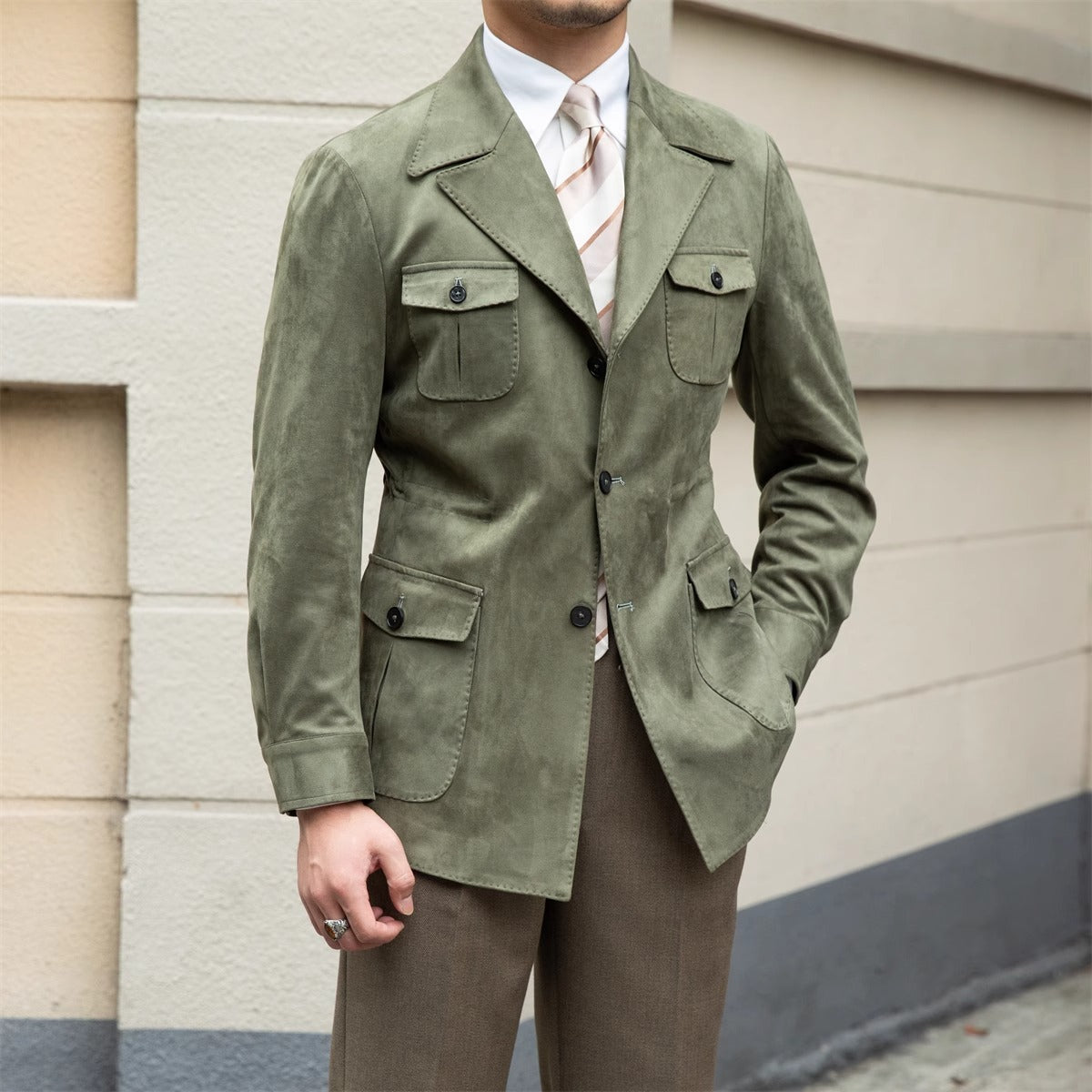 Veste col de costume Milan en suédine synthétique