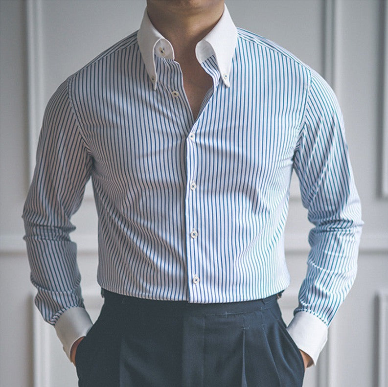 Business Slim Fit gestreiftes Hemd
