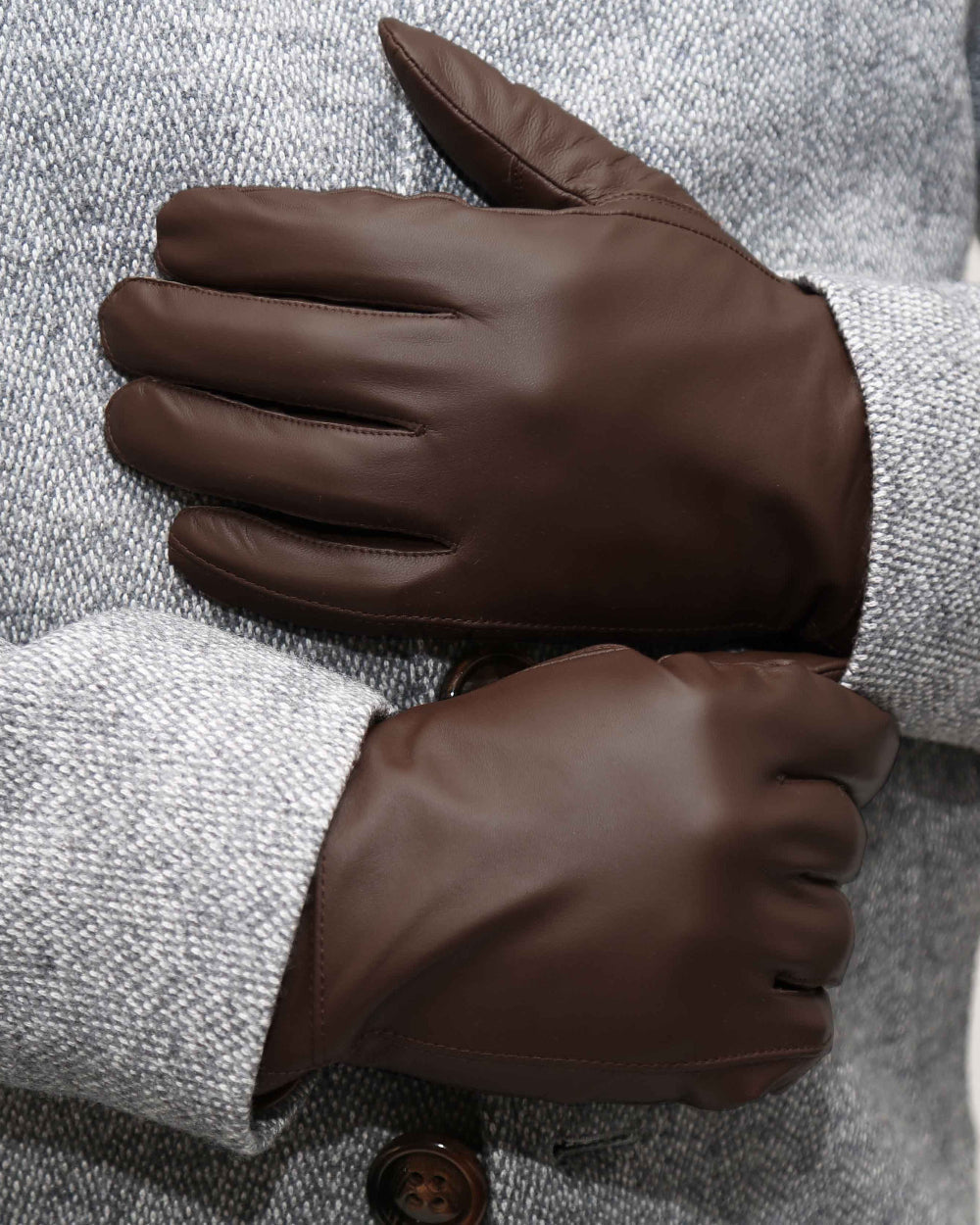 Gants en cuir - Marron foncé