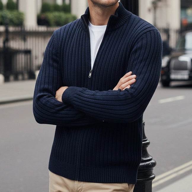 Veste en tricot Thorne (Cardigan zippé côtelé)
