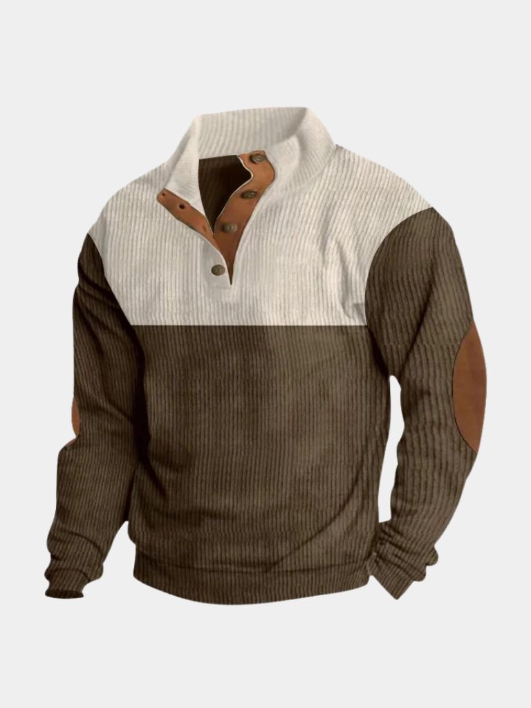 High Collar Corduroy Retro Pullover
